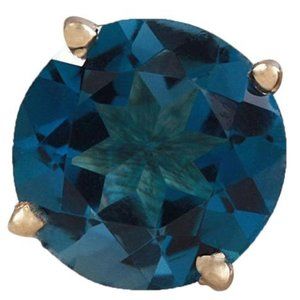 4.25 Ct London Blue Topaz 14KY Gold Stud Earring